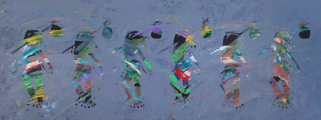 <h5>Children of His Majesty</h5><p>Acrylic on canvas, 29" X 78". </p>