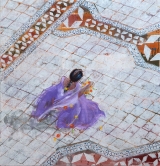 <h5>Taj Morning</h5><p>Collection of Christina Hewitt, New Jersey, Acrylic and sand on canvas. 48” X 46”. </p>